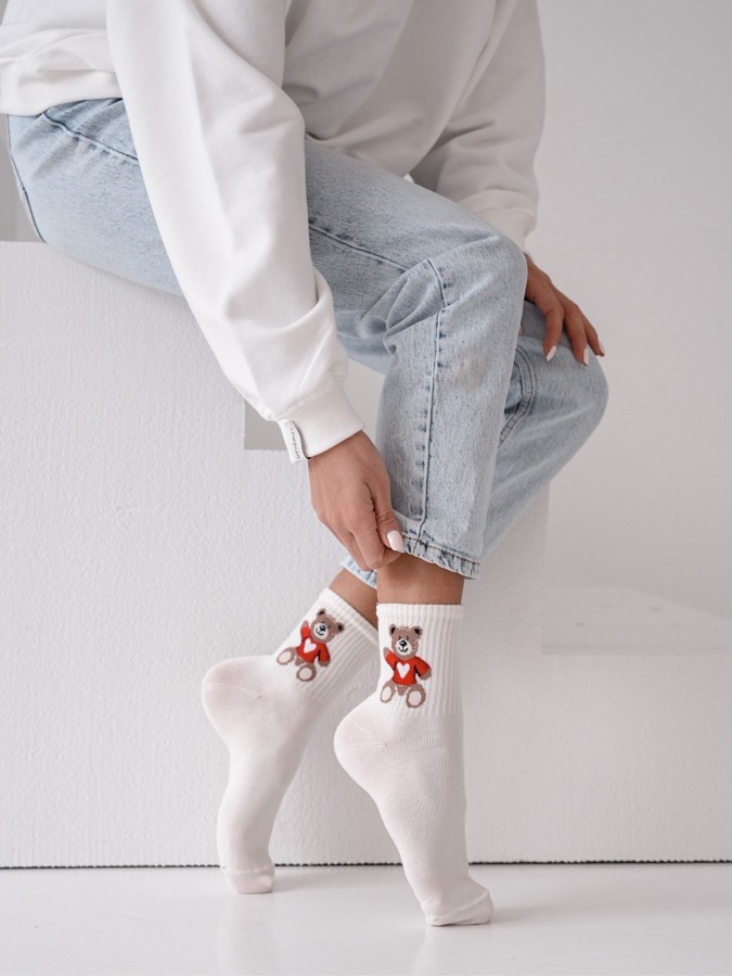 Women's 'Valentine's Teddy Bear' pattern socks...