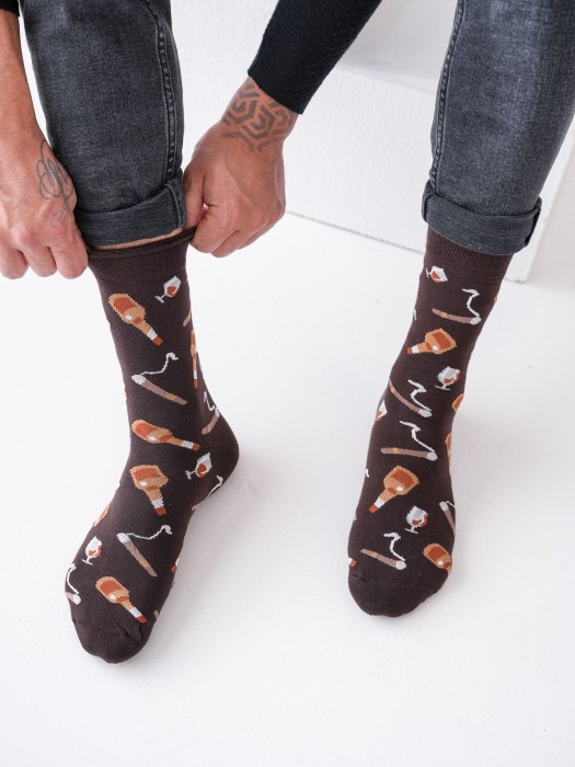 Men's Whisky & Cigar pattern socks 0125.105