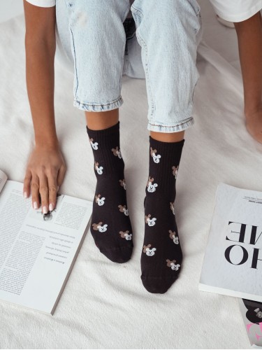 Women's 'Bear's head with a shadow' pattern socks 0200.142