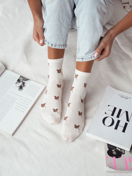 Skarpetki damskie Głowy misia z cieniem 0200.142