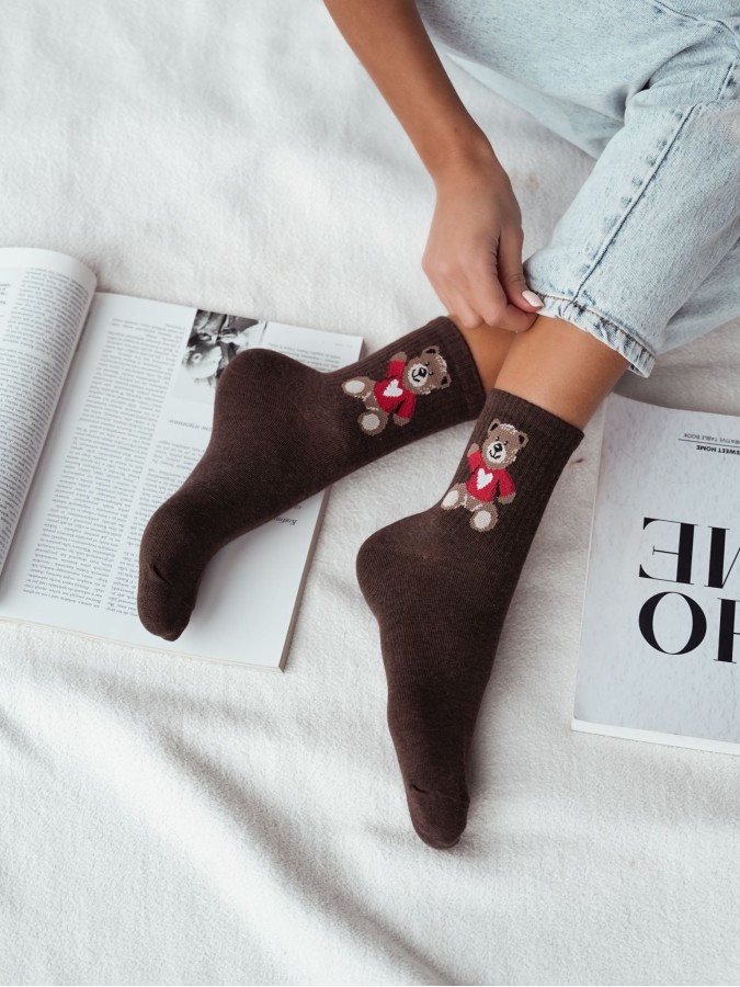 Women's 'Valentine's Teddy Bear' pattern socks...