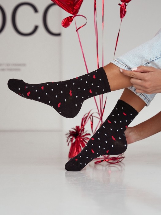 Women's Hearts and Dots pattern socks 0200.140