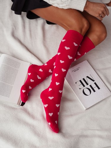 Women's Hearts pattern knee socks 0248.014