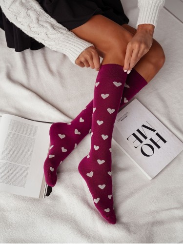 Women's Hearts pattern knee socks 0248.014 2
