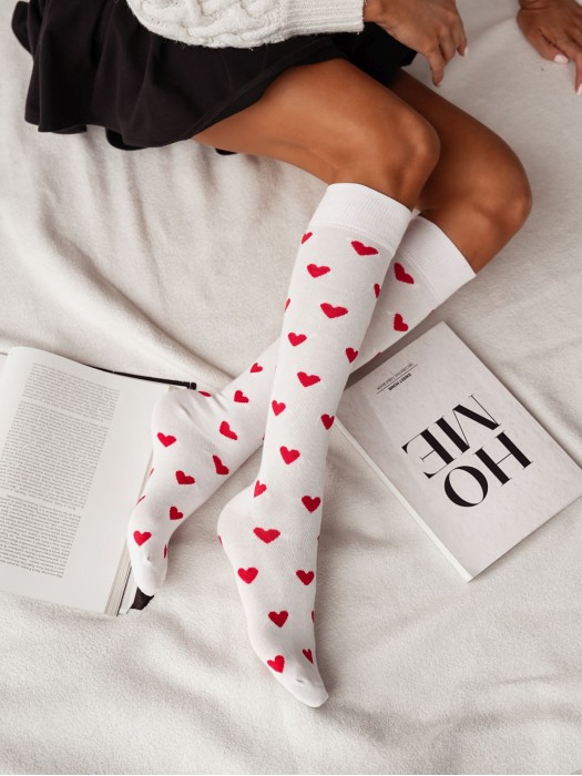 Women's Hearts pattern knee socks 0248.014