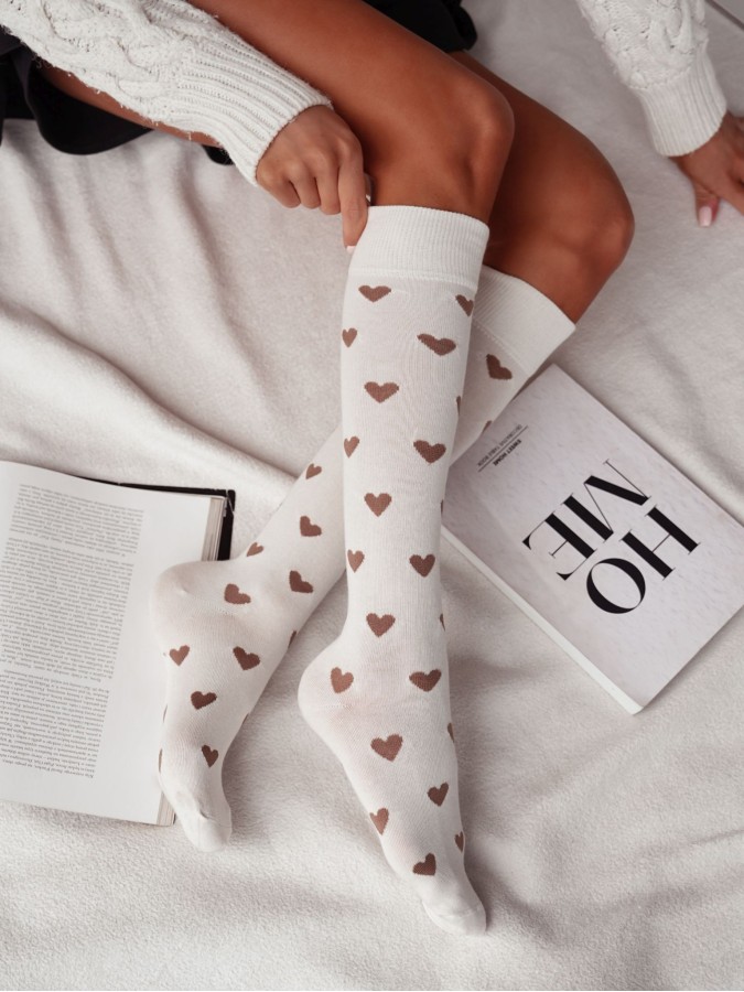 Women's Hearts pattern knee socks 0248.014