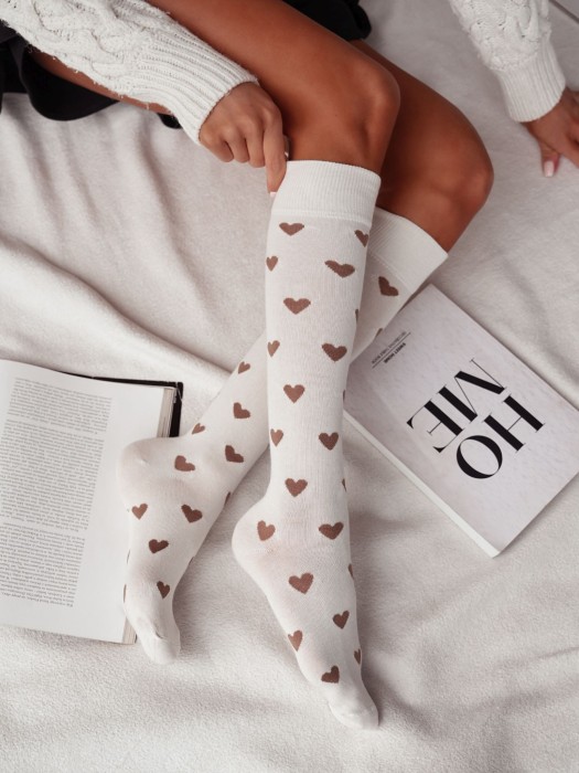 Women's Hearts pattern knee socks 0248.014