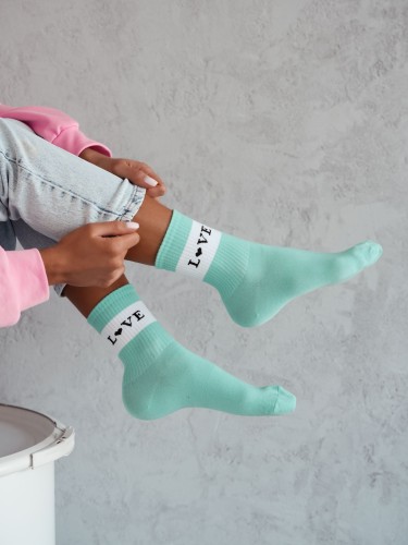 Women's 'LOVE - wide stripe' pattern socks 0200.149 2