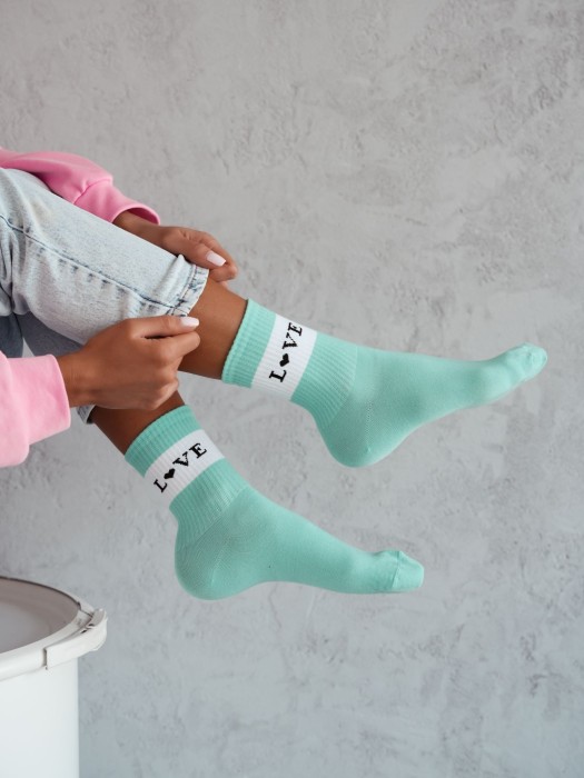 Women's 'LOVE - wide stripe' pattern socks 0200.149