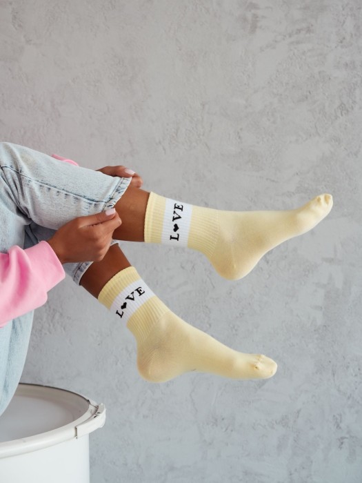 Women's 'LOVE - wide stripe' pattern socks 0200.149