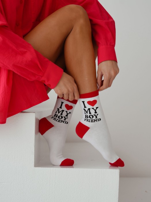 Women's 'I LOVE MY BOYFRIEND' pattern socks 0200.151
