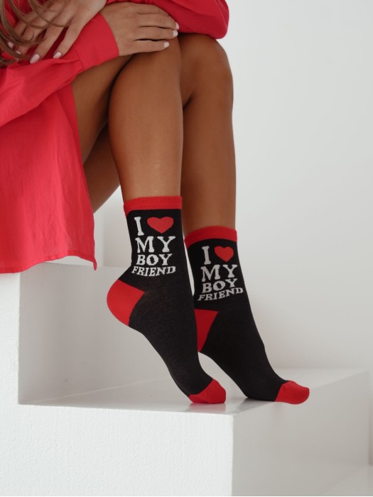 Women's 'I LOVE MY BOYFRIEND' pattern socks 0200.151