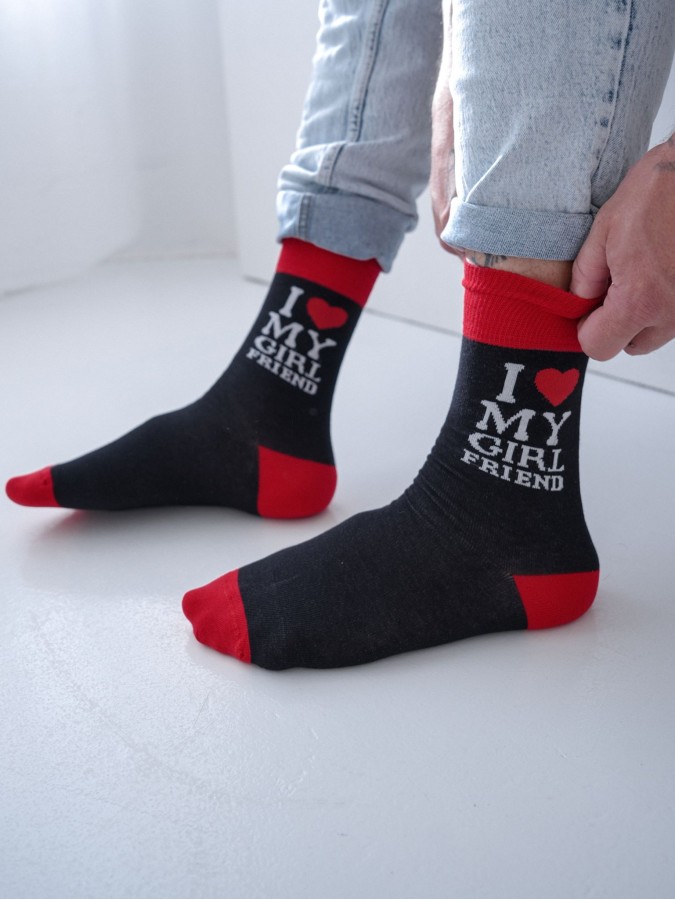 Men's 'I LOVE MY GIRLFRIEND' pattern socks...