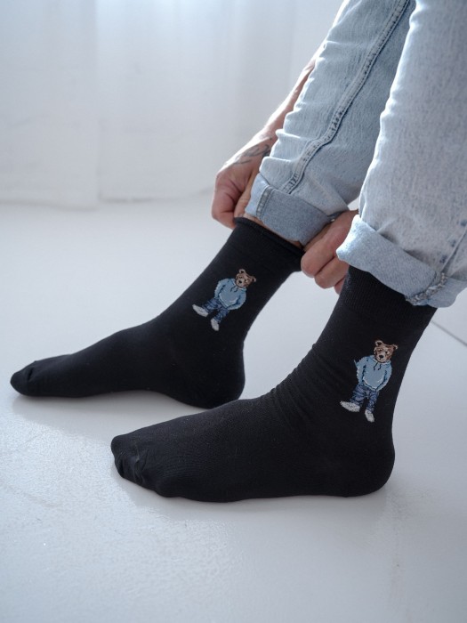 Men's 'Smarty Bear in the blue hoodie' pattern socks 0125.109