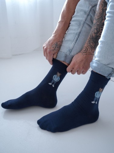 Men's 'Smarty Bear in the blue hoodie' pattern socks... 2
