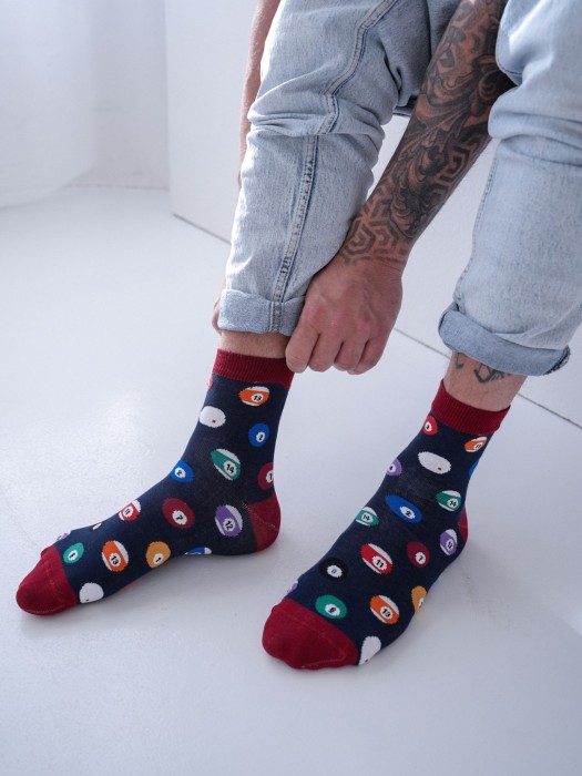 Men's Billiard Balls pattern short socks 1153.036