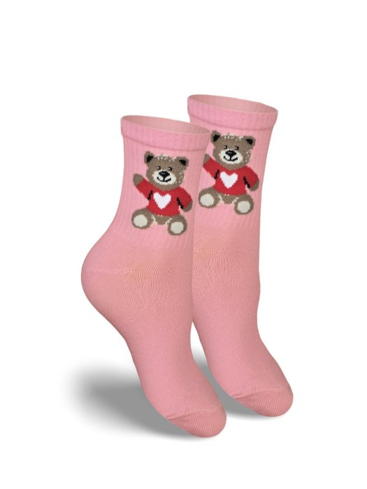Kids' Valentine's Teddy Bear pattern socks 1184.045
