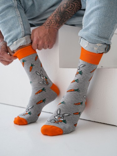 Men's Animated Rabbits & Carrots pattern socks 0125.111