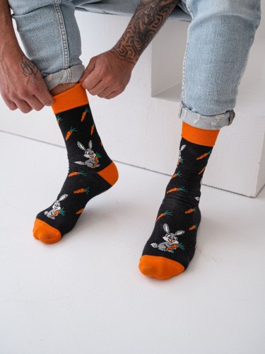 Men's Animated Rabbits & Carrots pattern socks 0125.111 2