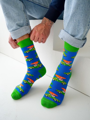 Men's 'Rabbit in the car' pattern socks 0125.112