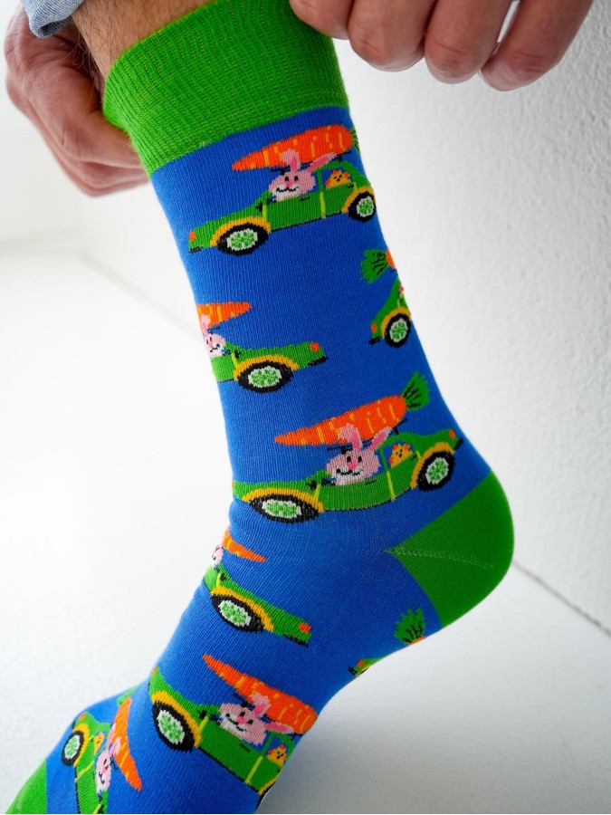 Men's 'Rabbit in the car' pattern socks 0125.112