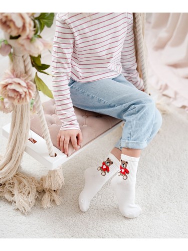 Kids' Valentine's Teddy Bear pattern socks 1184.045