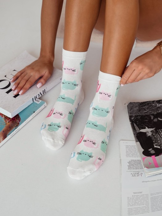 Women's Colorful Cats pattern socks 0200.165