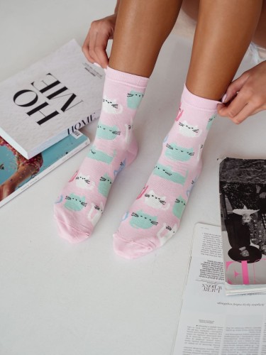 Women's Colorful Cats pattern socks 0200.165 2
