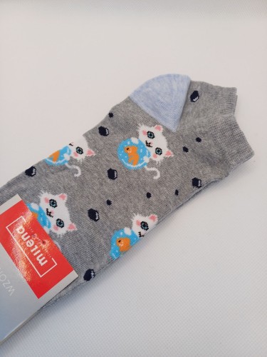 Women's Cat & fish pattern low ankle socks 026.1146 2