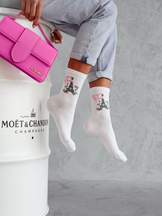 Women's 'Bonjour Paris' pattern socks 0200.166