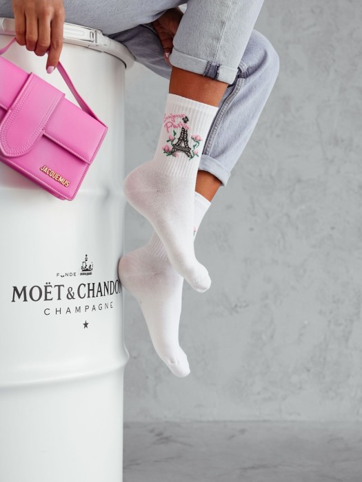 Women's 'Bonjour Paris' pattern socks 0200.166