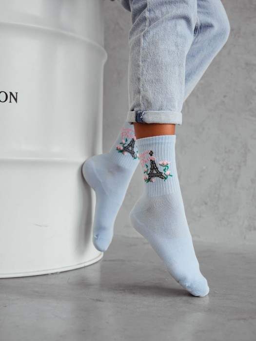 Women's 'Bonjour Paris' pattern socks 0200.166