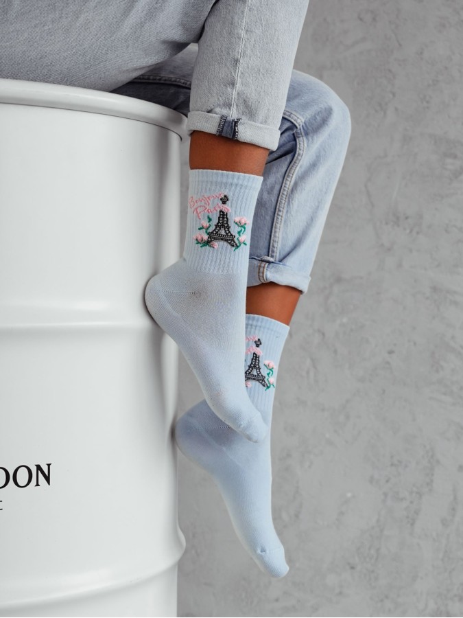 Women's 'Bonjour Paris' pattern socks 0200.166