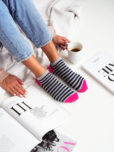 Women's Stripes pattern low ankle socks 052.1146 2