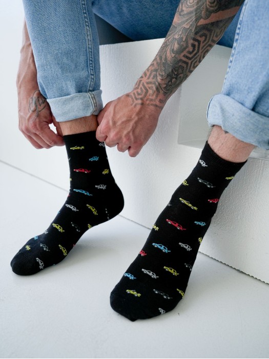 Men's Colorful cars pattern short socks 1153.039