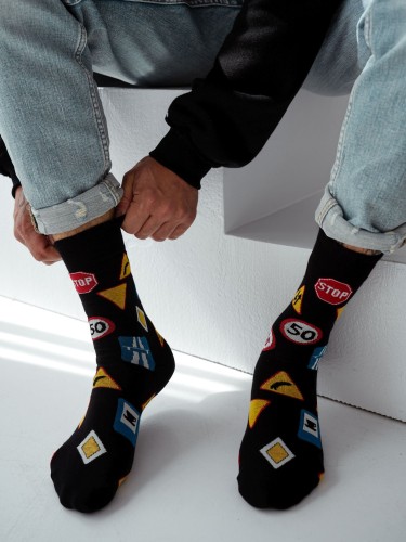 Men's Road signs pattern socks 0125.113