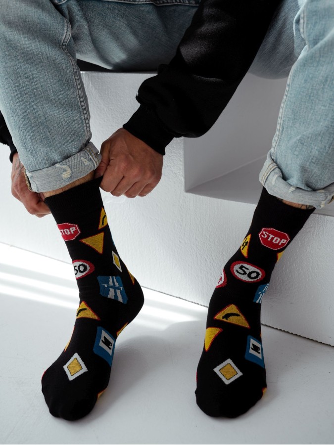 Men's Road signs pattern socks 0125.113