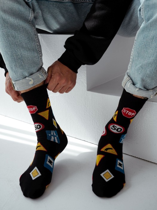 Men's Road signs pattern socks 0125.113