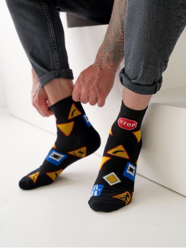 Men's Road signs pattern short socks 1153.038