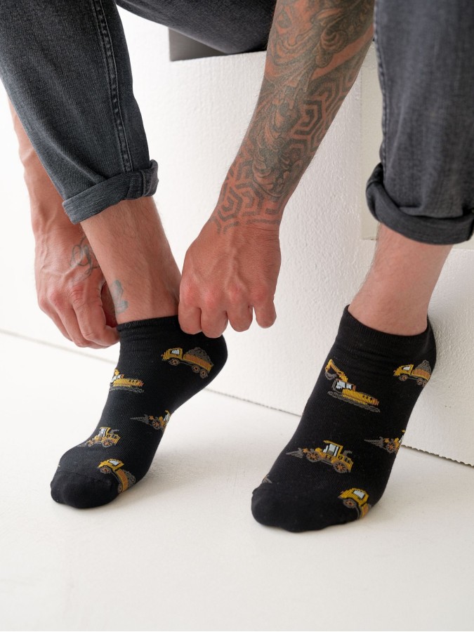 Men's Trucks & Excavators pattern low ankle...