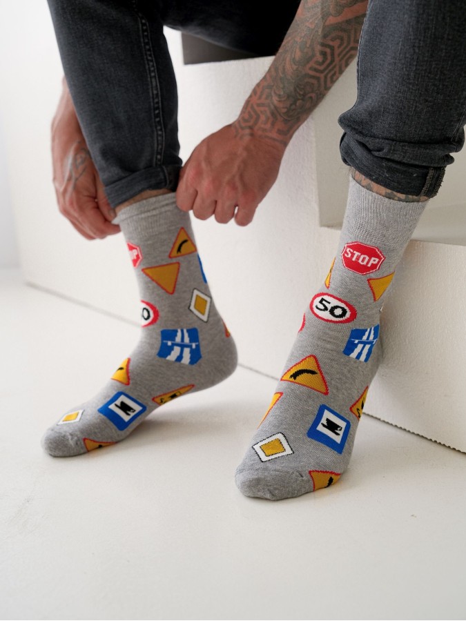 Men's Road signs pattern socks 0125.113