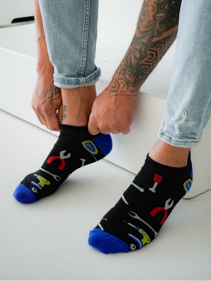 Men's Tools pattern low ankle socks 1108.051