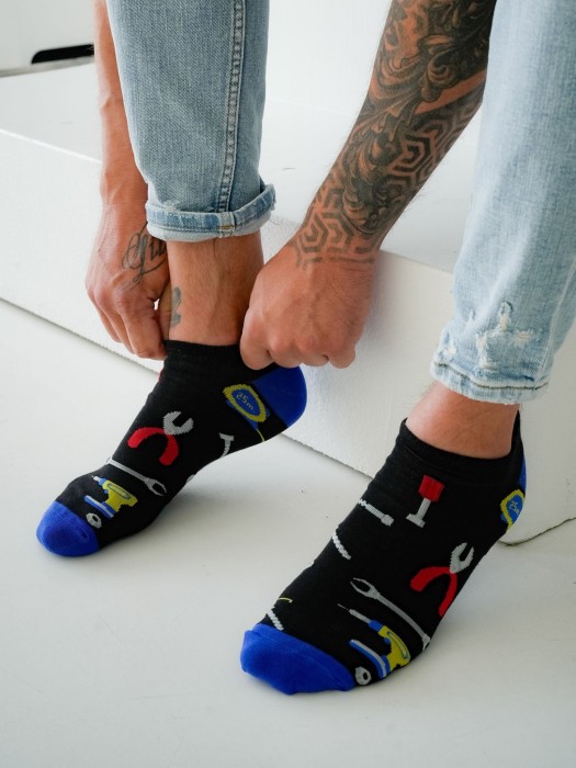 Men's Tools pattern low ankle socks 1108.051
