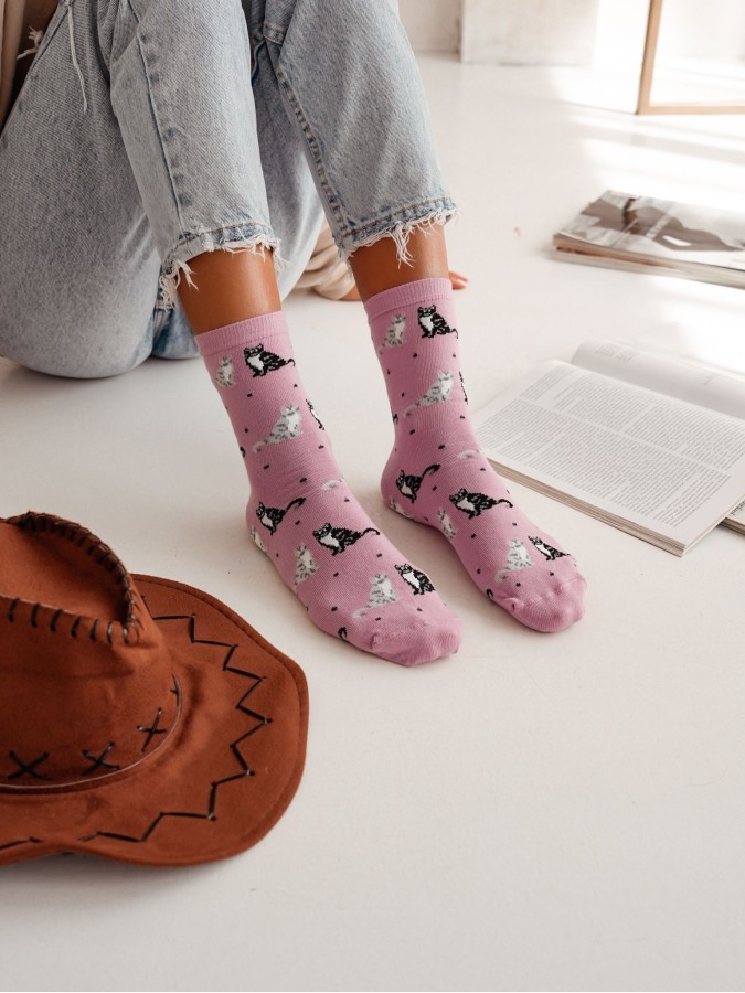 Women's Cats & Dots pattern socks 0200.171