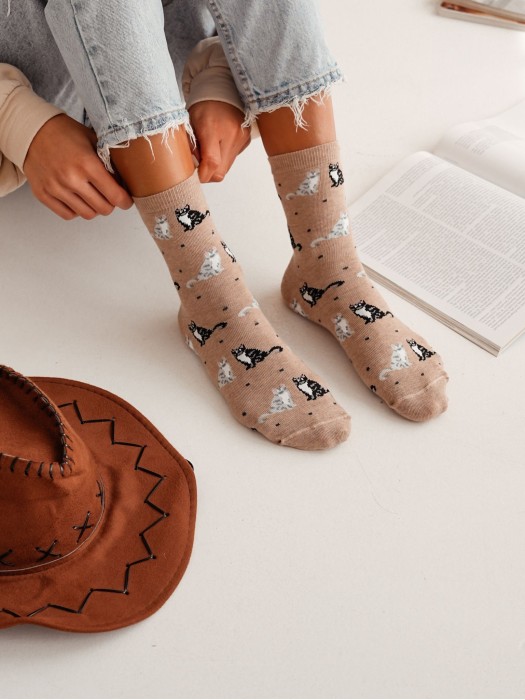Women's Cats & Dots pattern socks 0200.171