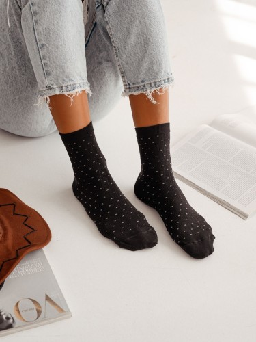Women's ribbed socks with dots 0200.170