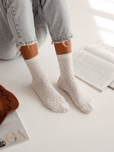 Women's ribbed socks with dots 0200.170 2