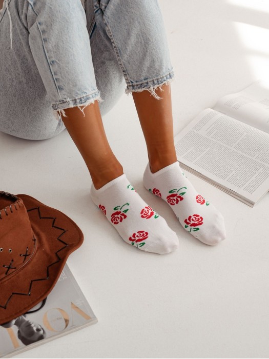 Women's Roses pattern low ankle socks 1146.079