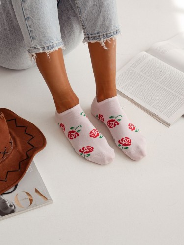 Women's Roses pattern low ankle socks 1146.079 2