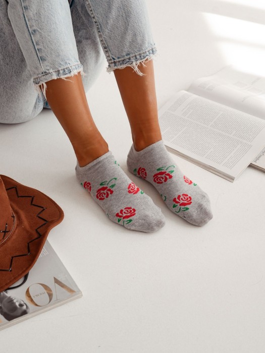 Women's Roses pattern low ankle socks 1146.079